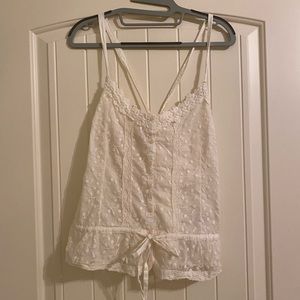 Hollister cream lace button up tank